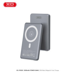 XO PR293, POWERBANK ΓΡΗΓΟΡΗΣ ΦΟΡΤΙΣΗΣ, ΑΣΥΡΜΑΤΟ, ΜΕ ΘΥΡΑ TYPE-C, 5000mAh, 20W, ΓΚΡΙ