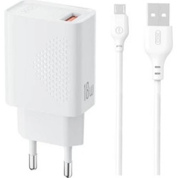XO L159, ΦΟΡΤΙΣΤΗΣ, 1 ΘΥΡΑ, ΜΕ ΚΑΛΩΔΙΟ ΜICRO USB, 18W, ΛΕΥΚΟΣ