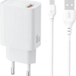 XO L159, ΦΟΡΤΙΣΤΗΣ, 1 ΘΥΡΑ, ΜΕ ΚΑΛΩΔΙΟ ΜICRO USB, 18W, ΛΕΥΚΟΣ