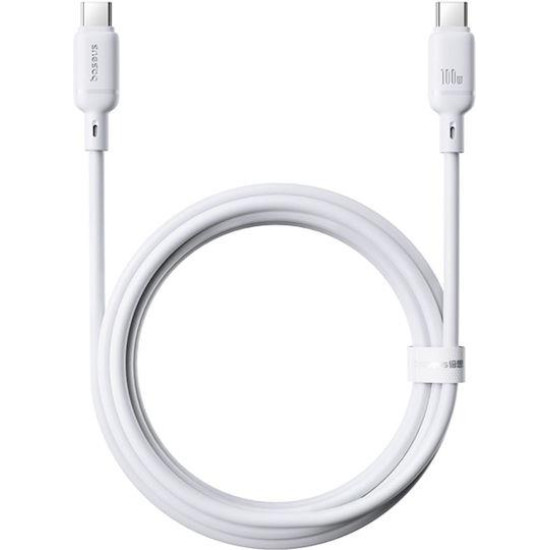 BASEUS SILKY SERIES, ΚΑΛΩΔΙΟ ΓΡΗΓΟΡΗΣ ΦΟΡΤΙΣΗΣ, TYPE-C ΣΕ TYPE-C, 100W, 2m, ΛΕΥΚΟ