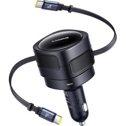 BASEUS ENJOYMENT MAX, ΦΟΡΤΙΣΤΗΣ ΑΥΤΟΚΙΝΗΤΟΥ, ΔΥΟ ΚΑΛΩΔΙΑ TYPE-C, 60W, ΜΑΥΡΟ
