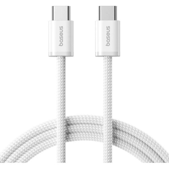 BASEUS CRYSTAL, ΚΑΛΩΔΙΟ ΓΡΗΓΟΡΗΣ ΦΟΡΤΙΣΗΣ TYPE-C ΣΕ TYPE-C, 100W, 2m, ΛΕΥΚΟ