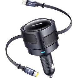 BASEUS ENJOYMENT MAX, ΦΟΡΤΙΣΤΗΣ ΑΥΤΟΚΙΝΗΤΟΥ, ΚΑΛΩΔΙΑ LIGHTNING ΚΑΙ TYPE-C, 60W, ΜΑΥΡΟ