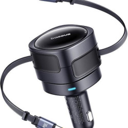 BASEUS ENJOYMENT MAX, ΦΟΡΤΙΣΤΗΣ ΑΥΤΟΚΙΝΗΤΟΥ, ΚΑΛΩΔΙΑ LIGHTNING ΚΑΙ TYPE-C, 60W, ΜΑΥΡΟ