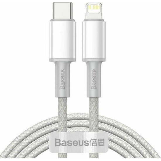BASEUS HIGH DENSITY, ΚΑΛΩΔΙΟ ΓΡΗΓΟΡΗΣ ΦΟΡΤΙΣΗΣ, TYPE-C ΣΕ LIGHTNING, 20W, 2m, ΛΕΥΚΟ