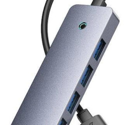 BASEUS ULTRAJOY SERIES, USB HUB, 4 ΘΥΡΕΣ, 1 ΘΥΡΑ TYPE-C, ΓΚΡΙ