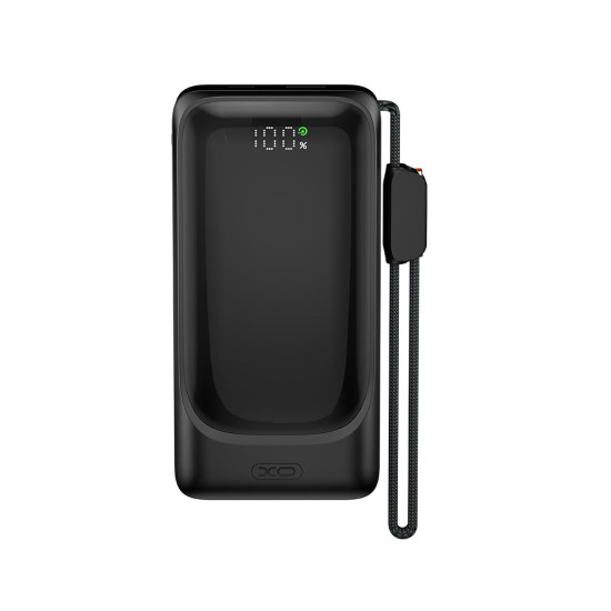 XO PR282, POWERBANK, 10000MAh, 22.5W, ΟΘΟΝΗ LED, ΜΕ ΚΑΛΩΔΙΟ TYPE-C, ΜΑΥΡΟ