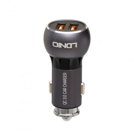 LDNIO C503Q ΦΟΡΤΙΣΤΗΣ ΑΥΤΟΚΙΝΗΤΟΥ QC3.0, 2 PORTS + 1M LIGHTNING CABLE