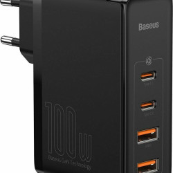 BASEUS GAN 2 PRO ΦΟΡΤΙΣΤΗΣ ΓΡΗΓΟΡΗΣ ΦΟΡΤΙΣΗΣ, 2 ΘΥΡΕΣ TYPE C + 2 ΘΥΡΕΣ USB, 100W, ΜΑΥΡΟΣ
