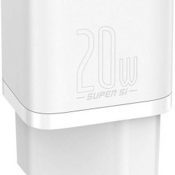 BASEUS SUPER SI ΦΟΡΤΙΣΤΗΣ ΓΡΗΓΟΡΗΣ ΦΟΡΤΙΣΗΣ, 20W, ΛΕΥΚΟΣ