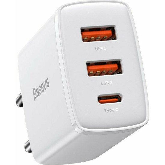 BASEUS COMPACT ΦΟΡΤΙΣΤΗΣ ΓΡΗΓΟΡΗΣ ΦΟΡΤΙΣΗΣ, 3 ΘΥΡΕΣ, 30W, ΛΕΥΚΟΣ