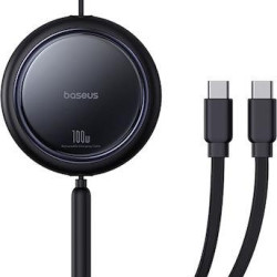 BASEUS BRIGHT MIRROR SERIES ΚΑΛΩΔΙΟ ΓΡΗΓΟΡΗΣ ΦΟΡΤΙΣΗΣ, 2 x TYPE-C, 1m, 100W, ΜΑΥΡΟ