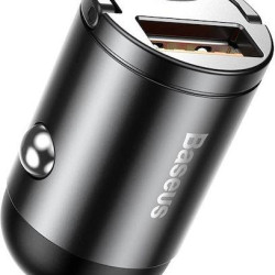 BASEUS TINY STAR MINI, ΦΟΡΤΙΣΤΗΣ ΑΥΤΟΚΙΝΗΤΟΥ ΓΡΗΓΟΡΗΣ ΦΟΡΤΙΣΗΣ, 1 ΘΥΡΑ, 30W, ΓΚΡΙ