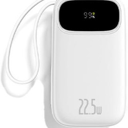 BASEUS ENERFILL FC31, POWERBANK, 10000MAh, ΜΕ 2 ΚΑΛΩΔΙΑ TYPE-C, 22.5W, ΜΕ ΨΗΦΙΑΚΗ ΟΘΟΝΗ, ΛΕΥΚΟ