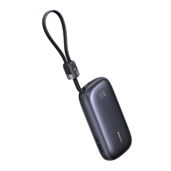 BASEUS ENERFILL FC21 QPOW3 ULTRA, POWERBANK, 10000MAh, ΜΕ ΚΑΛΩΔΙΟ ΑΠΟΣΠΩΜΕΝΟ LIGHTNING, 45W, ΜΕ ΨΗΦΙΑΚΗ ΟΘΟΝΗ, ΜΑΥΡΟ