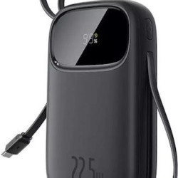 BASEUS ENERFILL FC31, POWERBANK, 10000MAh, ΜΕ 2 ΚΑΛΩΔΙΑ, 22.5W, ΜΕ ΨΗΦΙΑΚΗ ΟΘΟΝΗ, ΜΑΥΡΟ