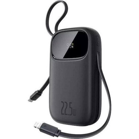 BASEUS ENERFILL FC31, POWERBANK, 10000MAh, ΜΕ 2 ΚΑΛΩΔΙΑ, 22.5W, ΜΕ ΨΗΦΙΑΚΗ ΟΘΟΝΗ, ΜΑΥΡΟ