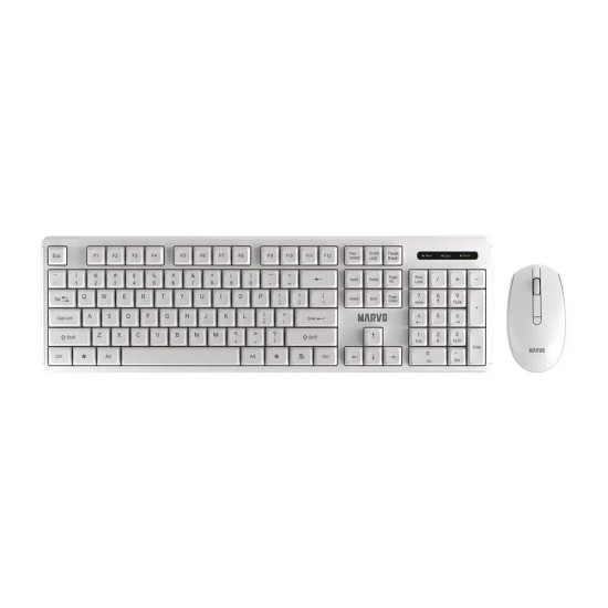 MARVO OFFICE WS005 ΑΣΥΡΜΑΤΟ ΣΕΤ ΠΛΗΚΤΡΟΛΟΓΙΟ/ΠΟΝΤΙΚΙ, ΛΕΥΚΟ