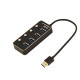 GEMBIRD USB HUB 3.1 ΜΕ ΔΙΑΚΟΠΤΕΣ, 4 PORT, ΜΑΥΡΟ