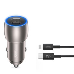 XO CC51 ΦΟΡΤΙΣΤΗΣ ΑΥΤΟΚΙΝΗΤΟΥ PD 40W, ΜΕ ΚΑΛΩΔΙΟ LIGHTNING,  2 ΘΥΡΕΣ TYPE-C , ΜΕΤΑΛΛΙΚΟΣ
