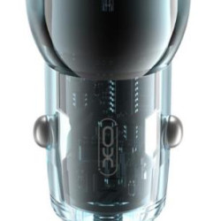 XO CC60 ΦΟΡΤΙΣΤΗΣ ΑΥΤΟΚΙΝΗΤΟΥ 60W, 1 ΘΥΡΑ TYPE-C + 1 ΘΥΡΑ USB, ΔΙΑΦΑΝΟΣ ΜΠΛΕ