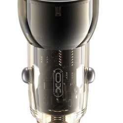 XO CC60 ΦΟΡΤΙΣΤΗΣ ΑΥΤΟΚΙΝΗΤΟΥ 60W, 1 ΘΥΡΑ TYPE-C + 1 ΘΥΡΑ USB, ΔΙΑΦΑΝΟΣ ΜΑΥΡΟ