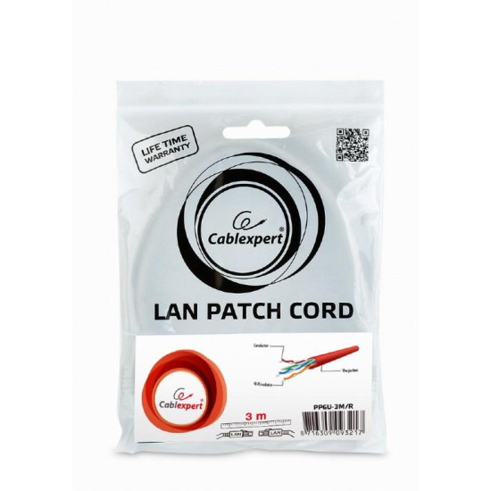 CABLEXPERT ΚΑΛΩΔΙΟ UTP CAT6 3m, RED