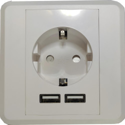 NG ΠΡΙΖΑ ΤΟΙΧΟΥ ME 2 USB PORTS, 2.4A, ΛΕΥΚΟ