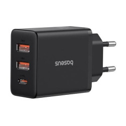BASEUS CUBE, ΦΟΡΤΙΣΤΗΣ ΓΡΗΓΟΡΗΣ ΦΟΡΤΙΣΗΣ, 3 ΘΥΡΕΣ, 30W, ΜΑΥΡΟΣ