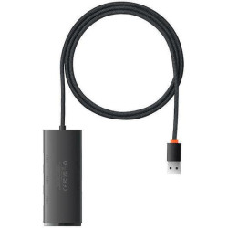 BASEUS LITE SERIES, HUB 4 ΘΥΡΕΣ, 1m, ΜΑΥΡΟ