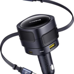 BASEUS ENJOYMENT MAX, ΦΟΡΤΙΣΤΗΣ ΑΥΤΟΚΙΝΗΤΟΥ, ΚΑΛΩΔΙΑ LIGHTNING ΚΑΙ TYPE-C, 90W, ΜΑΥΡΟ