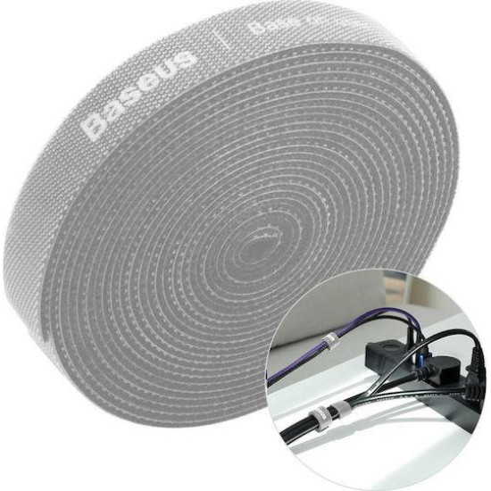 BASEUS COLOURFUL ΔΕΜΑΤΙΚΟ ΚΑΛΩΔΙΩΝ VELCRO, 3m, ΓΚΡΙ