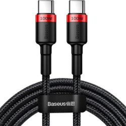 BASEUS CAFULE ΚΑΛΩΔΙΟ ΦΟΡΤΙΣΗΣ, TYPE-C TO TYPE-C, 100W, 2M, ΚΟΚΚΙΝΟ ΜΑΥΡΟ