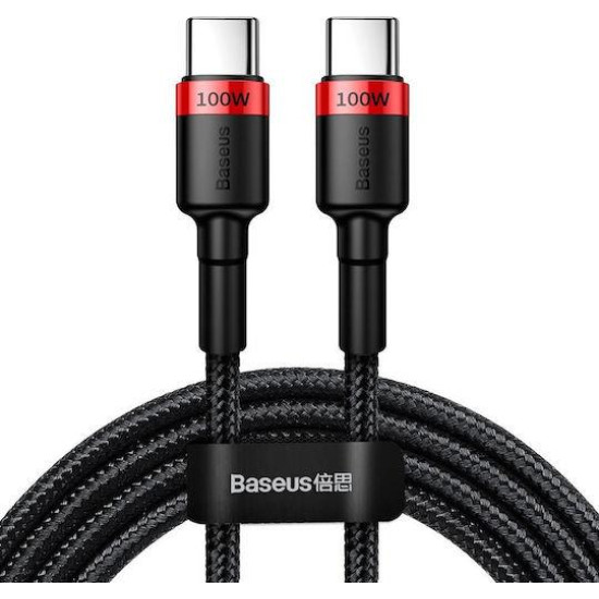BASEUS CAFULE ΚΑΛΩΔΙΟ ΦΟΡΤΙΣΗΣ, TYPE-C TO TYPE-C, 100W, 2M, ΚΟΚΚΙΝΟ ΜΑΥΡΟ