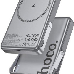HOCO POWERBANK Q36 SUNLIGHT, 5000MAh, MAG. WIRELESS CHARGE 10W, FOLD STAND, PD20W, ΓΚΡΙ