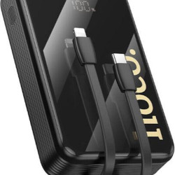 HOCO Q37A GRACEFUL, POWERBANK, 20000MAh, ΜΕ 2 ΕΝΣΩΜΑΤΩΜΕΝΑ ΚΑΛΩΔΙΑ, ΜΑΥΡΟ