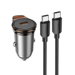 HOCO NZ16 ΦΟΡΤΙΣΤΗΣ ΑΥΤΟΚΙΝΗΤΟΥ, RIGOROUS PD30W, 1 ΘΥΡΑ , ΚΑΛΩΔΙΟ TYPE-C TO TYPE-C, ΓΚΡΙ