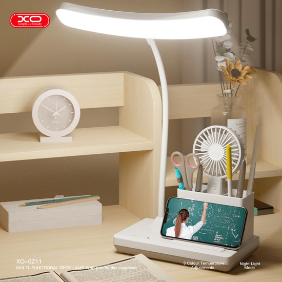 XO OZ11, ΕΠΙΤΡΑΠΕΖΙΟ ΦΩΤΙΣΤΙΚΟ, 3 ΧΡΩΜΑΤΑ, 2400MAH, ΛΕΥΚΟ