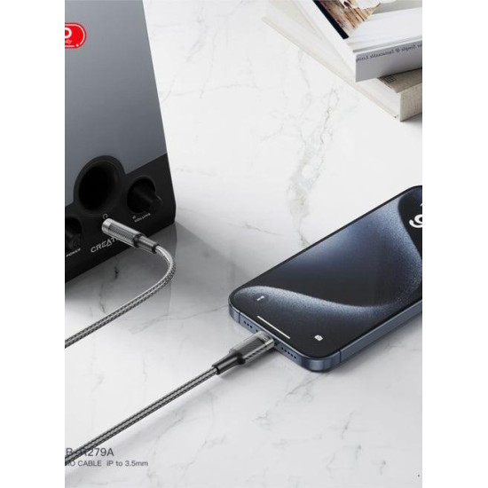 XO NB-R297A, ΚΑΛΩΔΙΟ ΗΧΟΥ LIGHTNING ΣΕ 3.5mm, ΜΑΥΡΟ