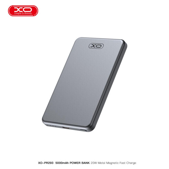XO PR293, POWERBANK ΓΡΗΓΟΡΗΣ ΦΟΡΤΙΣΗΣ, ΑΣΥΡΜΑΤΟ, ΜΕ ΘΥΡΑ TYPE-C, 5000mAh, 20W, ΓΚΡΙ