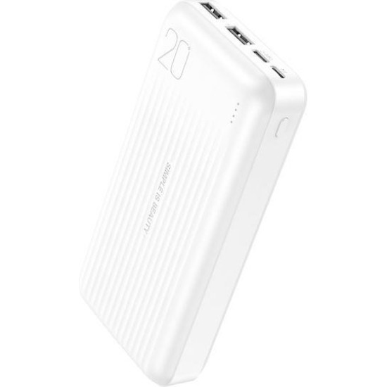 XO PB302, POWERBANK, ΜΕ LED ΟΘΟΝΗ, 20000mAh, ΛΕΥΚΟ