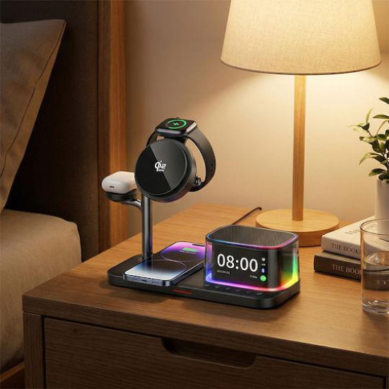 XO CX045 ΒΑΣΗ ΣΤΗΡΙΞΗΣ ΜΕ ΦΟΡΤΙΣΗ 5 ΣΕ 1, 25W, ΜΕ ΡΟΛΟΙ, ΜΑΥΡΟΣ