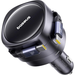 BASEUS ENJOYMENT MAX, ΦΟΡΤΙΣΤΗΣ ΑΥΤΟΚΙΝΗΤΟΥ, ΔΥΟ ΚΑΛΩΔΙΑ TYPE-C, 60W, ΜΑΥΡΟ
