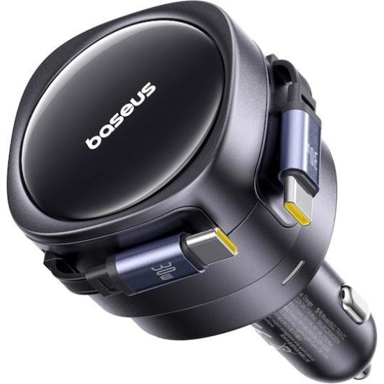 BASEUS ENJOYMENT MAX, ΦΟΡΤΙΣΤΗΣ ΑΥΤΟΚΙΝΗΤΟΥ, ΔΥΟ ΚΑΛΩΔΙΑ TYPE-C, 60W, ΜΑΥΡΟ