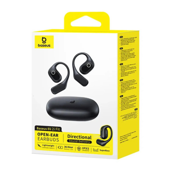 BASEUS 2I FIT, ΑΣΥΡΜΑΤΑ ΑΚΟΥΣΤΙΚΑ, OPEN EAR, TWS, ΜΑΥΡΑ