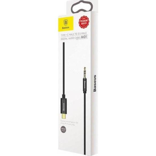 BASEUS YIVEN Μ01, TYPE-C ΑΡΣΕΝΙΚΟ ΣΕ 3,5mm ΑΡΣΕΝΙΚΟ ΚΑΛΩΔΙΟ, ΜΑΥΡΟ
