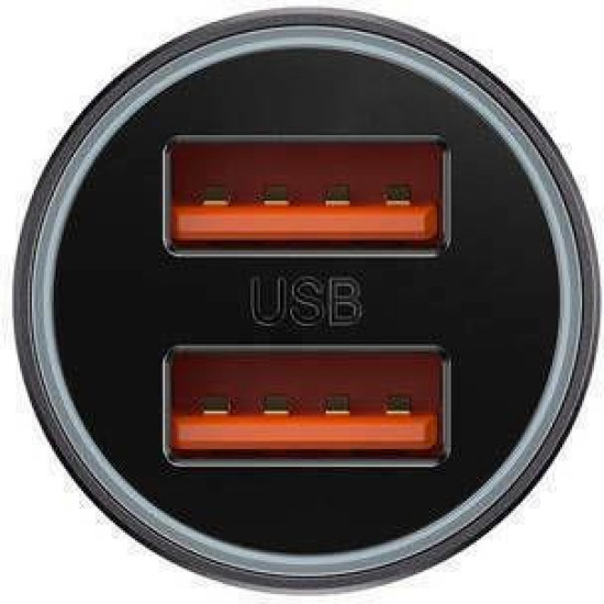 BASEUS GOLDEN CONTACTOR MAX, ΦΟΡΤΙΣΤΗΣ ΑΥΤΟΚΙΝΗΤΟΥ ΓΡΗΓΟΡΗΣ ΦΟΡΤΙΣΗΣ, 2 ΘΥΡΕΣ, 60W, ΓΚΡΙ