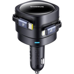 BASEUS ENJOYMENT MAX, ΦΟΡΤΙΣΤΗΣ ΑΥΤΟΚΙΝΗΤΟΥ, ΚΑΛΩΔΙΑ LIGHTNING ΚΑΙ TYPE-C, 60W, ΜΑΥΡΟ