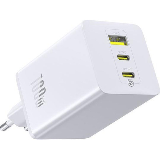 BASEUS ENERFILL FE11, ΦΟΡΤΙΣΤΗΣ ΓΡΗΓΟΡΗΣ ΦΟΡΤΙΣΗΣ, 3 ΘΥΡΕΣ, 100W, ΛΕΥΚΟΣ
