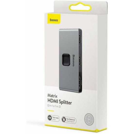BASEUS MATRIX, ΔΙΑΚΟΠΤΗΣ HDMI SWITCH 2 ΣΕ 1, 1 ΣΕ 2, ΓΚΡΙ
